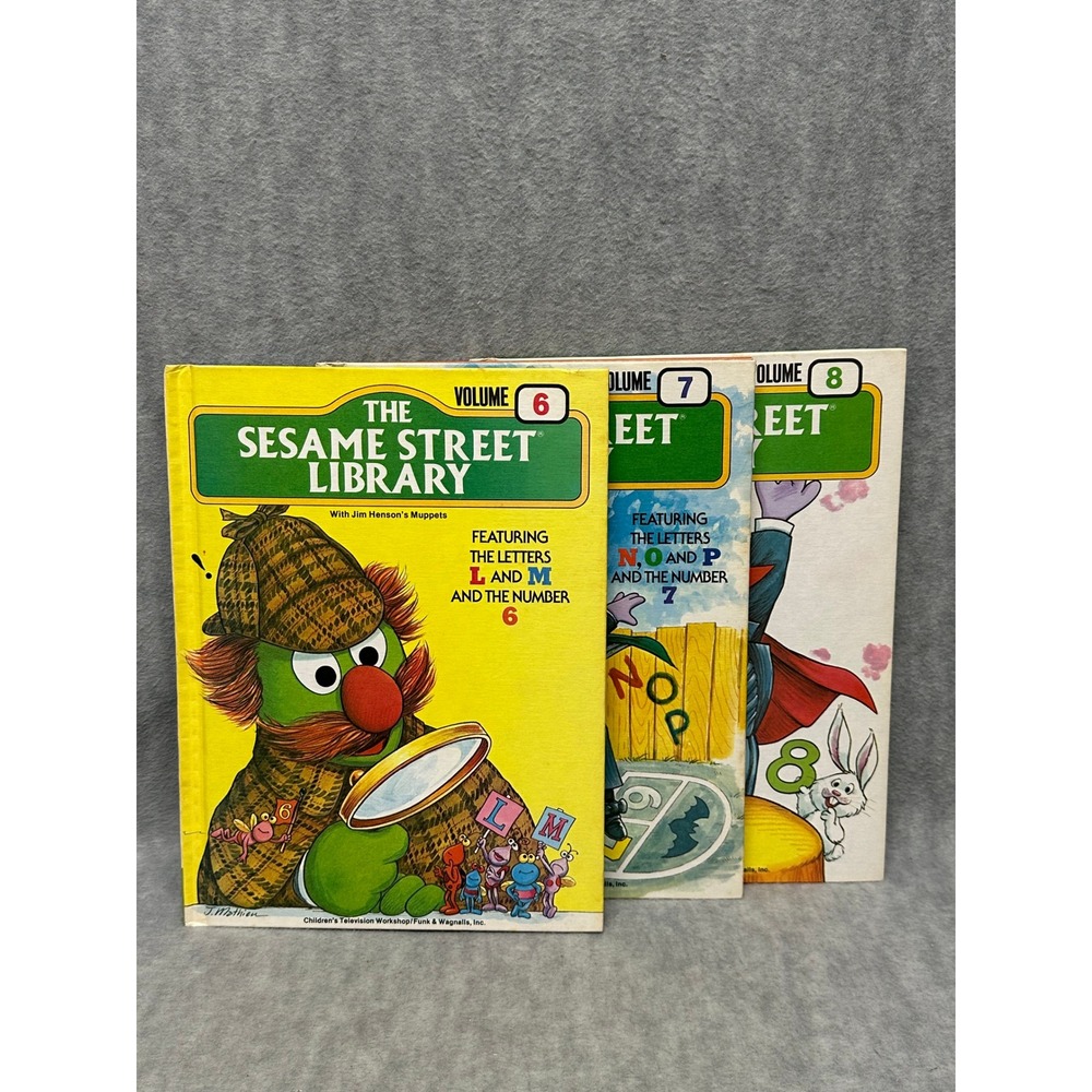 Sesame Street Library Books Multicolor Volumes 6 7 8 Vintage Muppets Set
